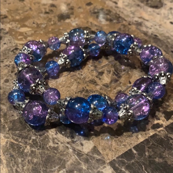 💐Blue/purple beaded bracelet💐 - Picture 4 of 5